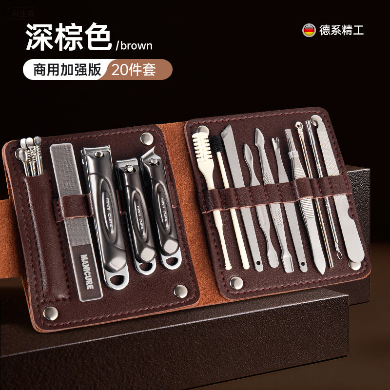 German precision nail clipper set - universal design for men & women - home use, portable, angled edge, complete manicure tool kit