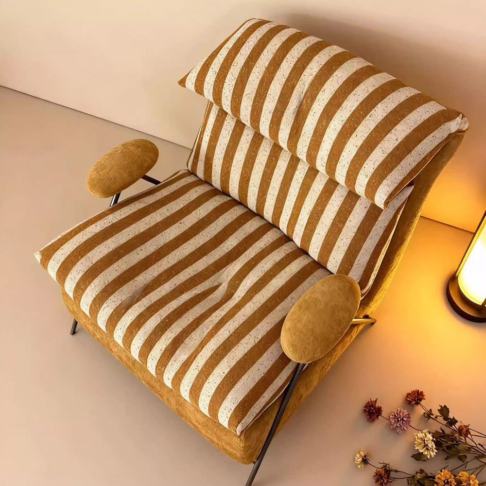Italian accessible luxury genuine leather casual chair living room sofa chair balcony single chair real leather fabric down soft bag style