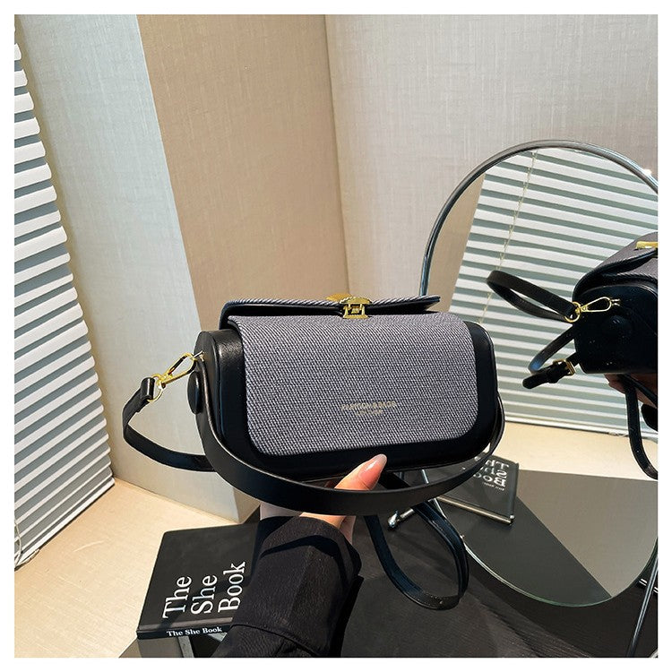 Cross-border high-end light luxury retro bag women's 2025 new niche contrasting color shoulder messenger bag commuter small square bag