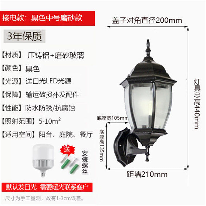 Outdoor wall light waterproof antique courtyard lamp european style outdoor villa pillar wall lamp luxury hexagonal wall sconce - hardwired
