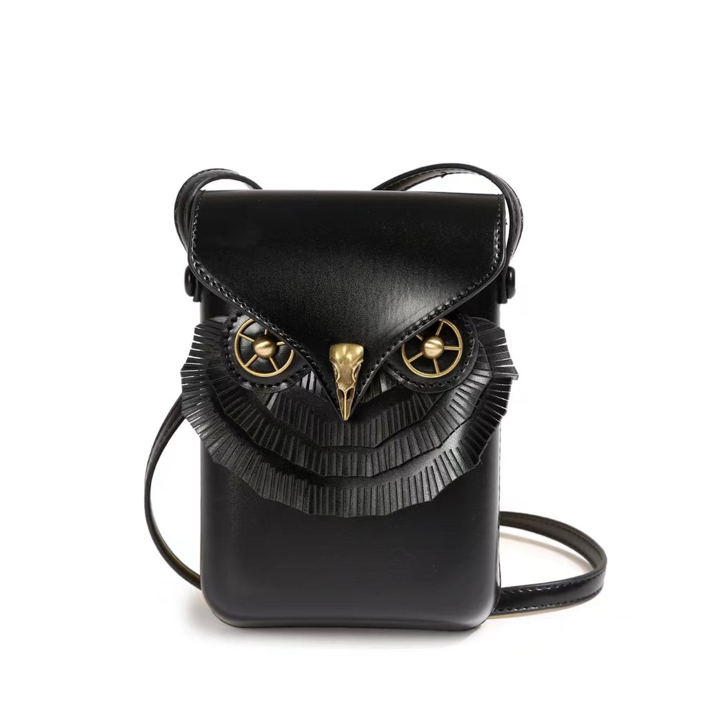 Cross-border retro owl vertical mobile phone bag niche change storage bag personalized fashion versatile shoulder messenger bag