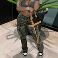 2025 amazon new women's streetwear camo print multi-pocket versatile cargo pants