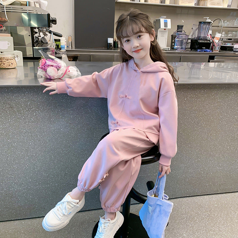 Girls' fall outfit : stylish new autumn collection for kids - trendy activewear tracksuit set for older girls, perfect for spring and autumn