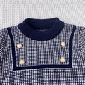 Autumn/winter new korean style girls' sweater set - little girl's simple plaid long-sleeve knit top and skirt two-piece outfit