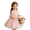 Girls' formal dress cross-border e-commerce vest dress with back bow, jacquard puffy skirt, birthday princess dress - ready stock wholesale