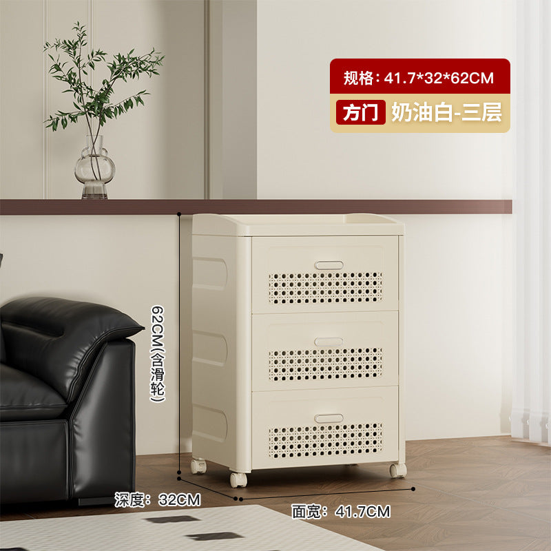 Household trolley foldable storage rack multi-functional finishing box living room bedroom dustproof thickened snack storage cabinet