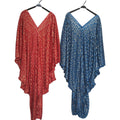 supply hot stamping heavy industry pleated v neck bat sleeve looseclassy sense dress big sale