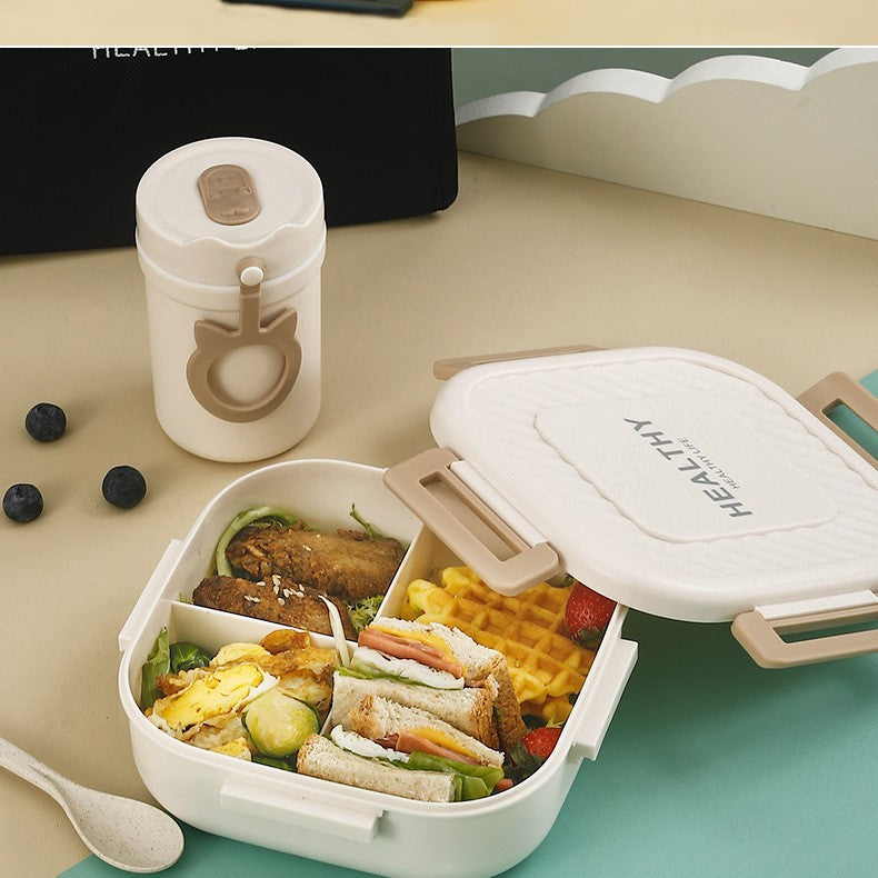 Square plastic bento box takeout lunch box divided student lunch box portable office worker microwaveable gift