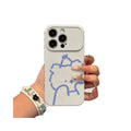 Heart-shaped large window line art crown puppy iphone 17 pro case - cute apple 18 protective cover