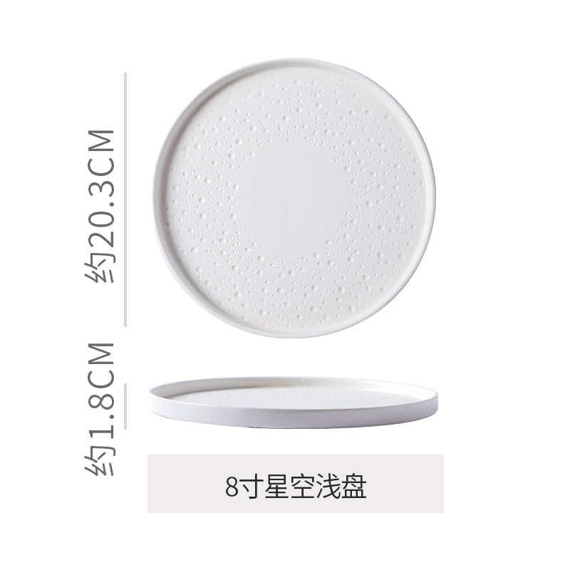 Scandinaviancasual style high-looking black and white ceramic tableware baking dish popular hotel restaurant high-end display flat plate