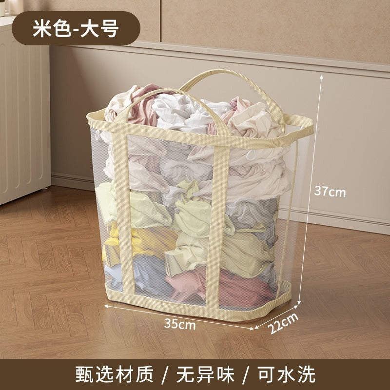 Portable household mesh nylon dirty clothes, bathroom debris sorting, large-capacity storage, hanging portable dirty clothes basket