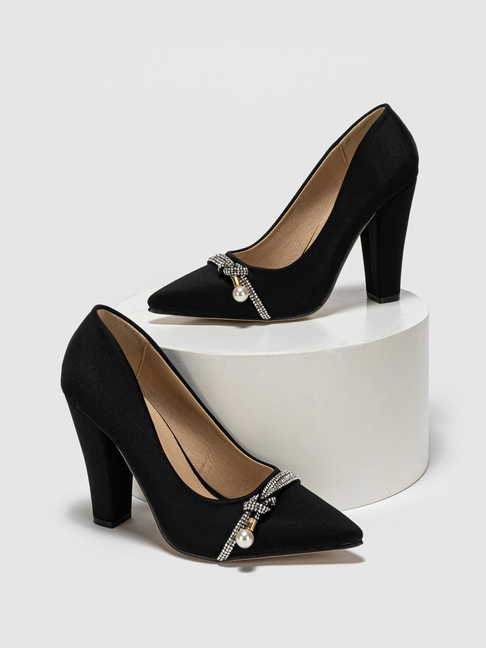 chunky heel rhinestone strappy black trendy european and american bestselling new high heel pumps
