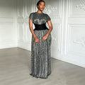 pleated waist retro black slimming look new arrival sleeveless long african women's long skirt