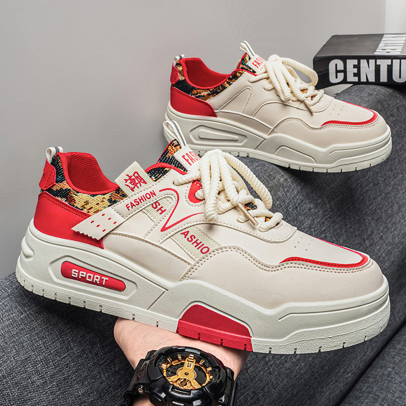 Men's spring new fashion trendy korean style athletic sneakers outdoor thick sole anti-slip casual versatile skate shoes