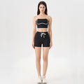new arrivalcontrast color white striped running drawstring pants shorts three-quarter pants sports intimates bra yoga suit for women