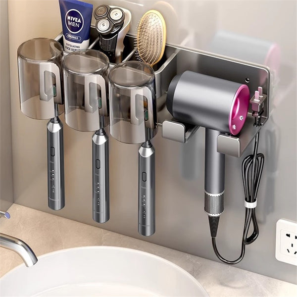 Toothbrush Shelf No Punching Toilet Shelf Toilet Bathroom Mouthwash Cup Multifunctional Hair Dryer Integrated Rack