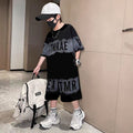 Boys' summer outfit set : new short-sleeve sporty style for mid-to-large children - trendy, stylish, and cool for summer