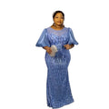 European, american, and african fashion women's sequin mesh evening gown - slim fit, floor-length maxi dress - cross-border exclusive