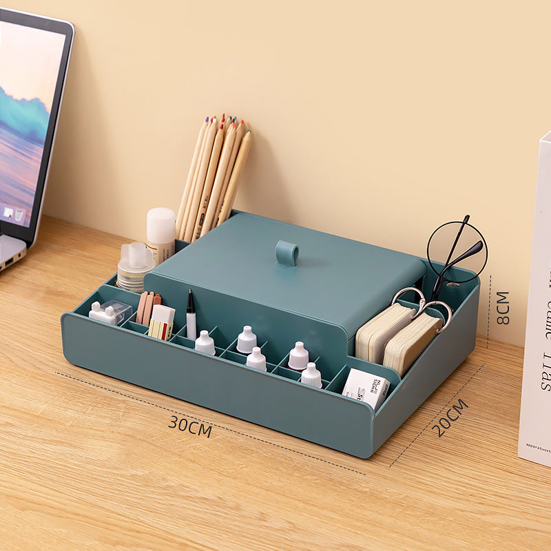 Japanese lipstick cosmetic storage box transparent desktop storage box drawer type book data cable stationery storage box