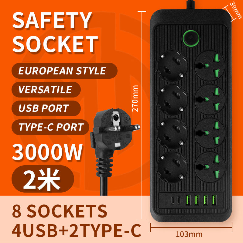 European power strip, european standard wiring, russian, german, korean round european standard switch, for home socket, multiple usb