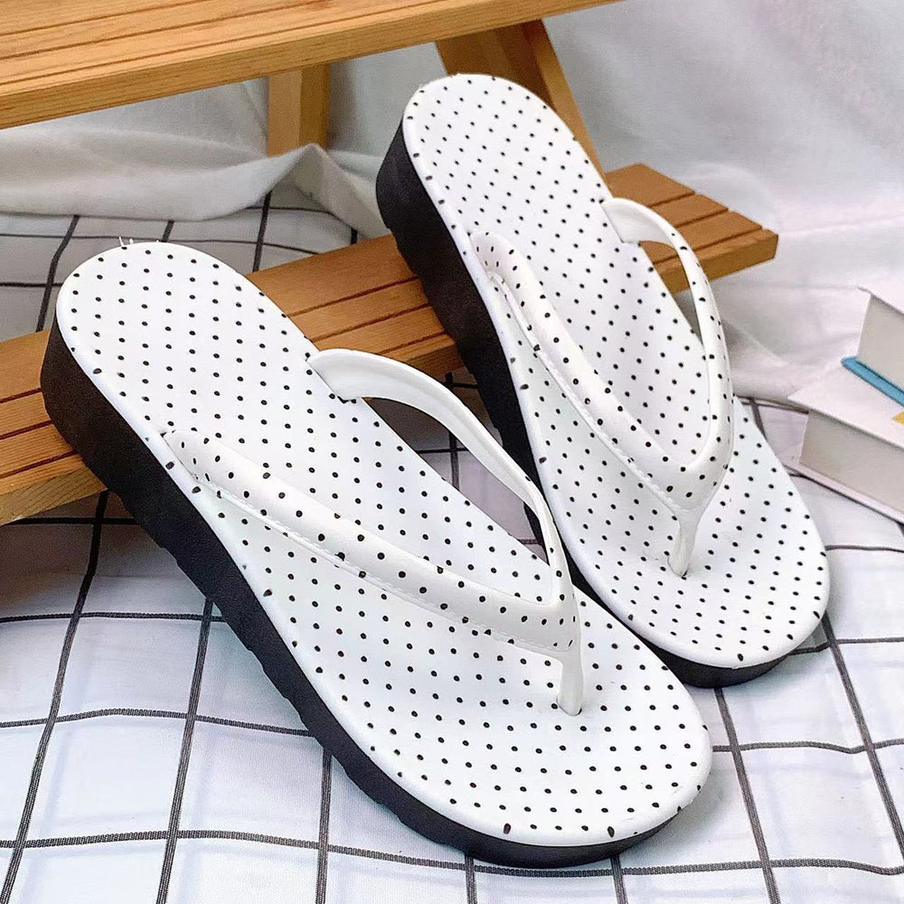 2025 summer new flat fashion leopard print flip-flops women's non-slip outdoor beach wedge sandals
