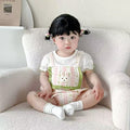 Girls' summer bodysuit new style korean style little rabbit baby girl thin clothes short sleeve chic children's clothing