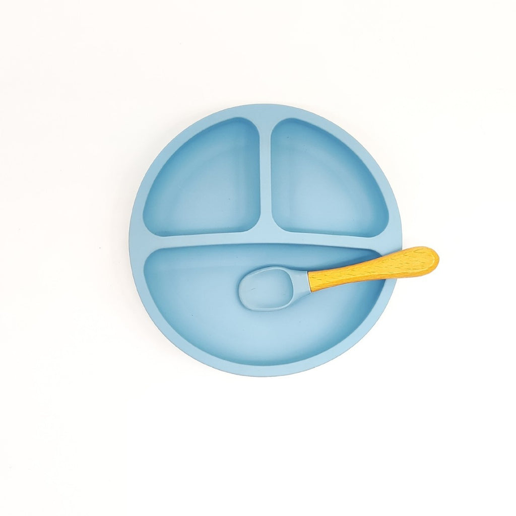 Cross-border hot product silicone children's plate set baby food supplement silicone fork and spoon suction cup tableware anti-drop tableware set