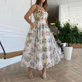 new european and american cross-border women's fashion: cinched waist, sexy criss-cross strappy backless slip dress with embroidered detailing - spring maxi dress
