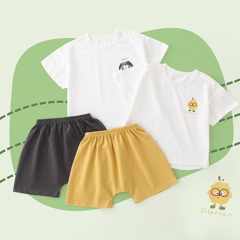 Baby short-sleeve set with shorts - lightweight summer outfit for infants and toddlers (ages 1-4) - boys' and girls' loose-fit outerwear