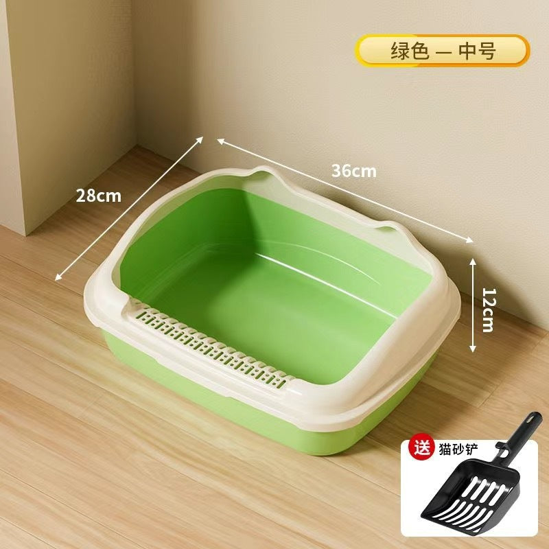 Extra-large, semi-enclosed cat litter box - prevents tracking, extra small size for kittens, complete cat supplies