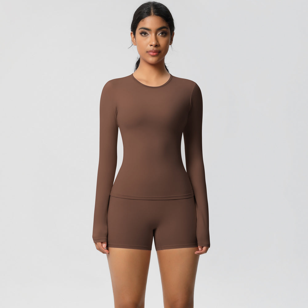 new arrival: seamless, barely-there long-sleeve t-shirt yoga set - quick-dry, breathable, outdoor running & fitness apparel