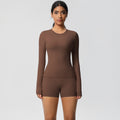 new arrival: seamless, barely-there long-sleeve t-shirt yoga set - quick-dry, breathable, outdoor running & fitness apparel