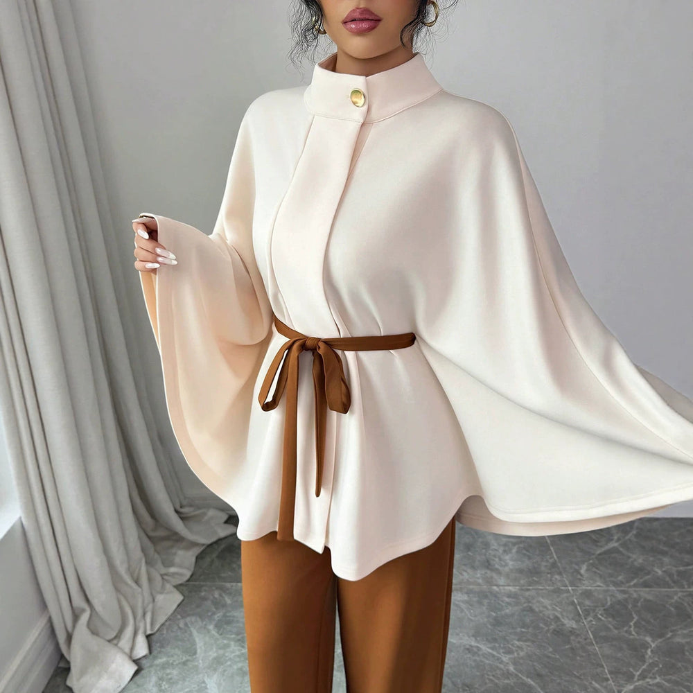 fashion:  new women's outfit - versatile stand collar, cinched waist, tie-waist cropped wool coat set