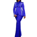elegance suittwo-piece set lapel beaded suitoutwear with straight-leghigh waist pantstwo piece set