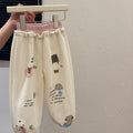 Girls' spring new arrivals: cute printed casual sweatpants, stylish and versatile joggers for baby girls, korean style trendy kids' clothing