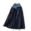 Literaryeasiest for match denim patchwork skirt for women autum lazy style casualeasiest for matchhigh waist large swing mid-length skirt