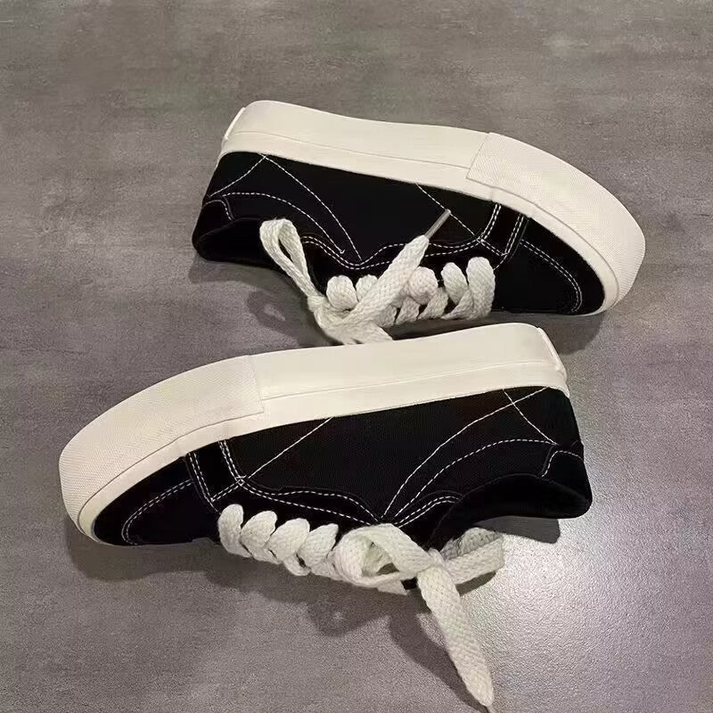 Bright red canvas sneakers for women, new autumn 2026 collection, versatile student shoes, women's chunky sole breathable lightweight niche skate shoes