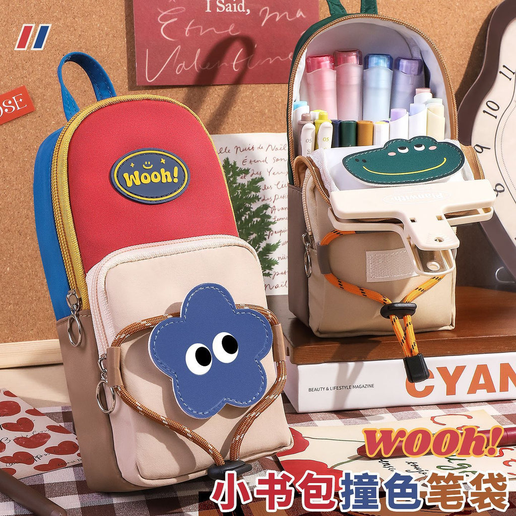 New simple retro style stationery bag for primary school students, boys and girls, niche non-collision stationery bag, schoolbag, vertical pencil bag