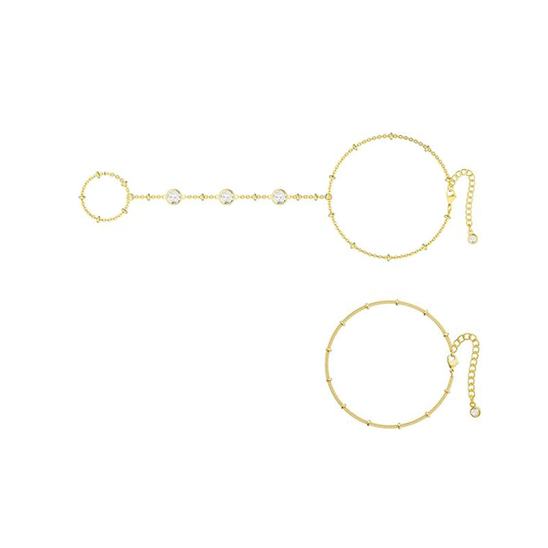 European and american new fashion minimalist bracelet finger bracelet 14k gold plated layered stackable women's jewelry bracelet
