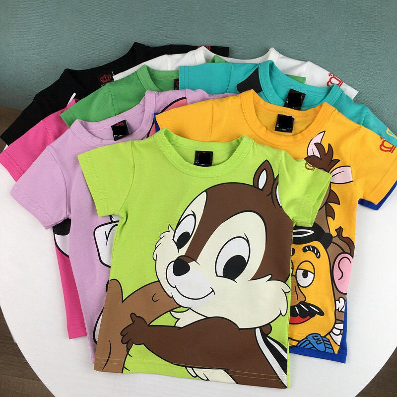 new kids' summer casual t-shirt: stylish, breathable, cartoon design for toddlers and young children - fresh, comfortable, and perfect as a base layer