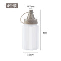 Four-piece seasoning set: transparent sauce dispenser bottles for outdoor bbq, kitchen spice jars, and condiment containers