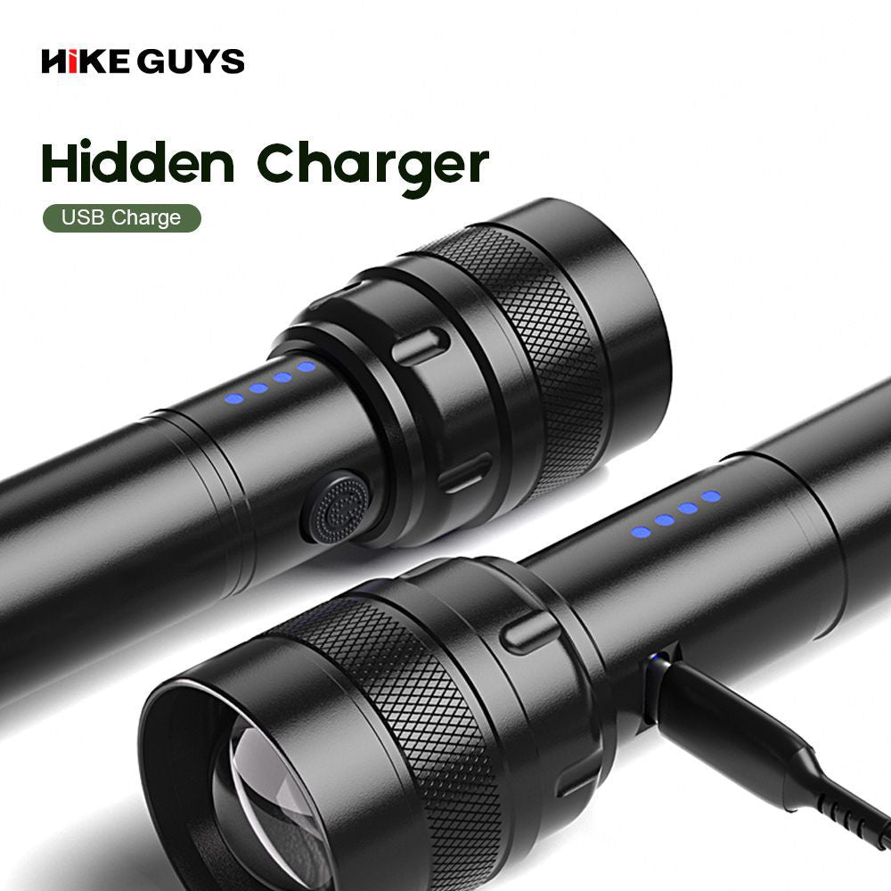 Small aluminum alloy pen holder flashlight convenient charging LED zoom household emergency light mini flashlight strong light hand