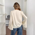 spring new arrivals: european & american style women's solid color blouse - sweet, gentle, v-neck, ruffle trim, slim fit, and figure-flattering