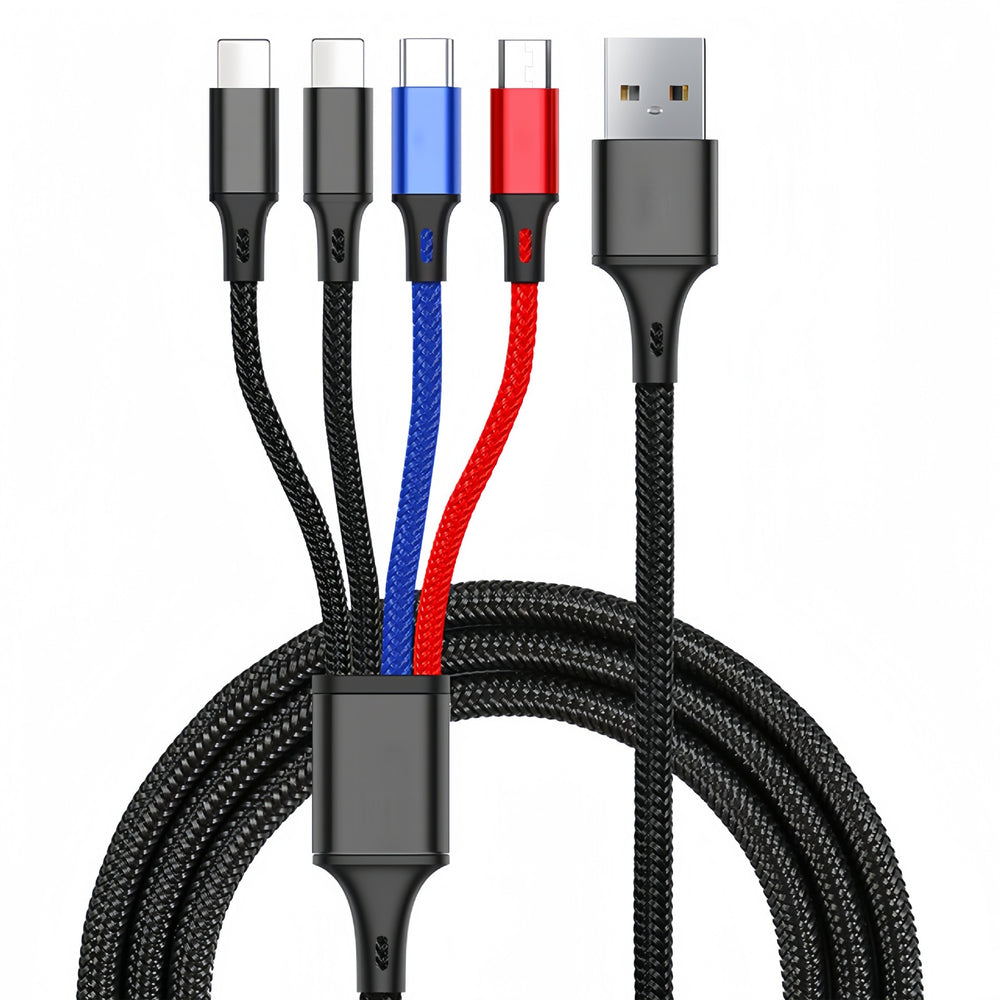 One-to-four data cable suitable for apple and huawei mobile phone fast charging cable power bank earphone charging cable braided cable wholesale
