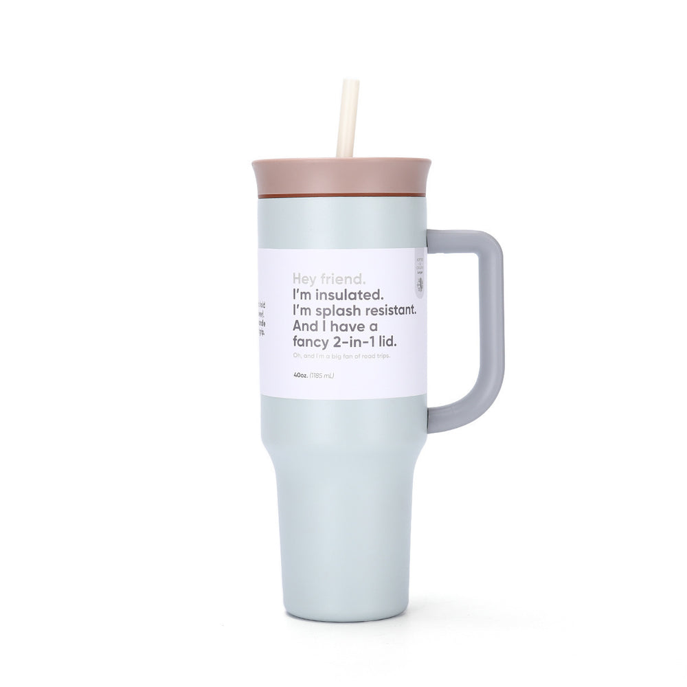Amazon 40oz large capacity car cup 304 stainless steel vacuum insulated tumbler with straw and handle - ice tumbler