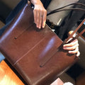 Vintage leather tote bag for women - 2025 new collection - large capacity genuine leather commuter shoulder bag
