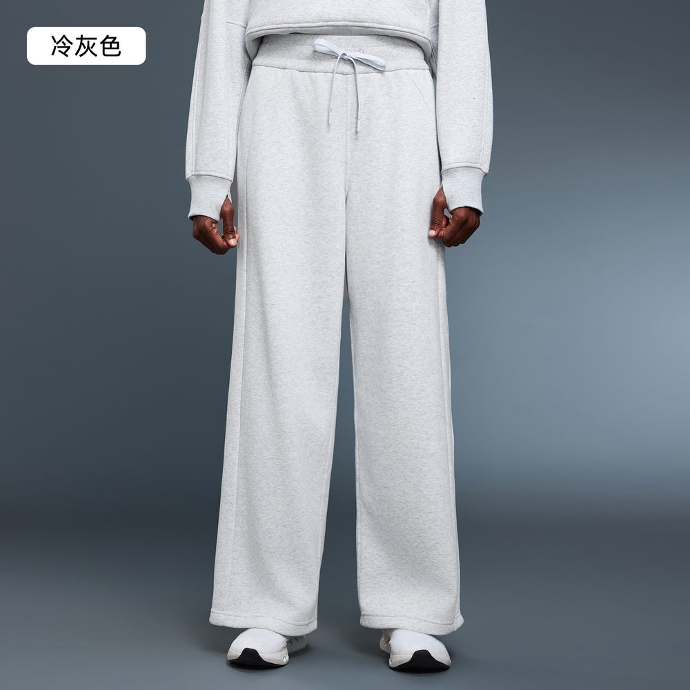 Women's fall/winter fleece-lined thickened straight-leg wide-leg pants - loose fit, warm, slimming, casual, and athletic long pants d25133