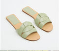 Za 2023 spring new women's square toe criss-cross flat sandals - minimalist, versatile, outdoor slides for women