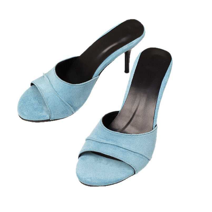 High-heeled slip-on sandals for women, 2026 summer new arrivalfashion fish mouth fashion stiletto outwear women's flip-flops