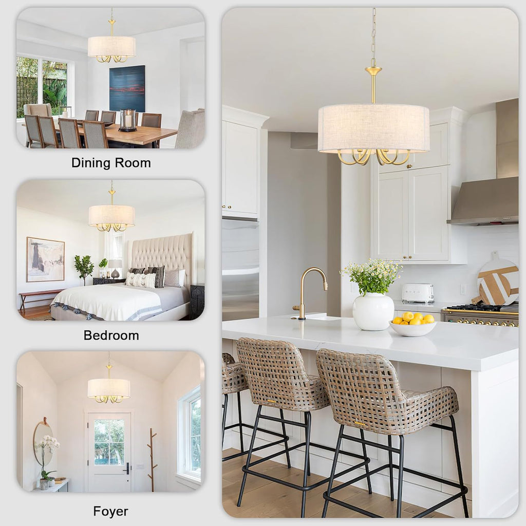 Cross-border modern farmhouse Drum chandelier Gold chandelier Lighting Suitable for dining room Living room Kitchen island